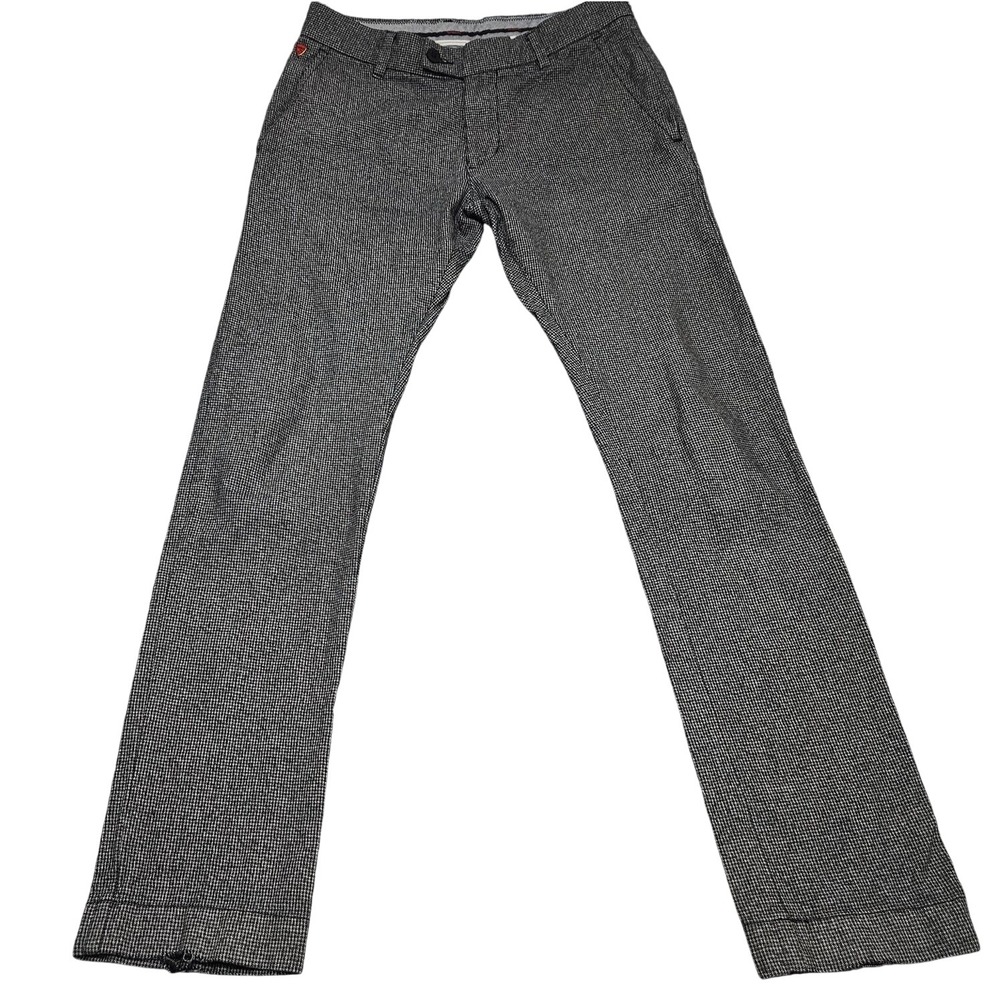 Strellson Collin Dress Pants Mens 30x32 Gray Micro Houndstooth Slim Fit Trousers